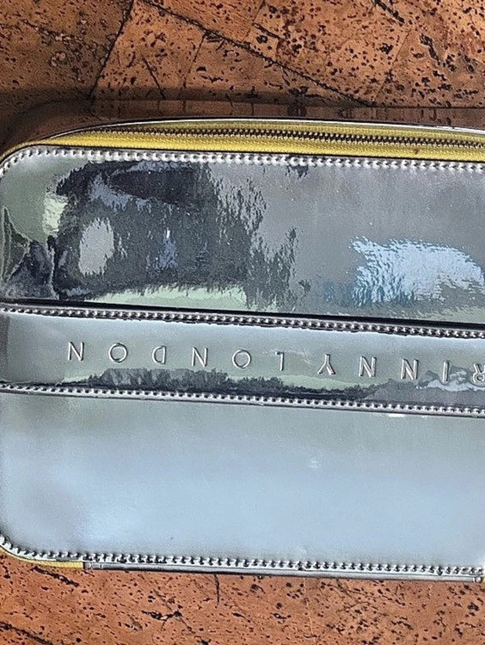 TRINNY LONDON Cosmetic Train Case in Silver New
